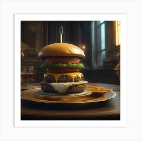 Burger On A Plate 127 Art Print