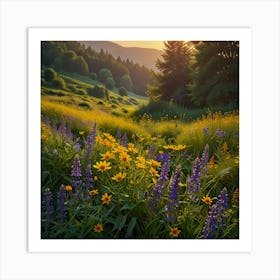 Wildflowers At Sunset Art Print