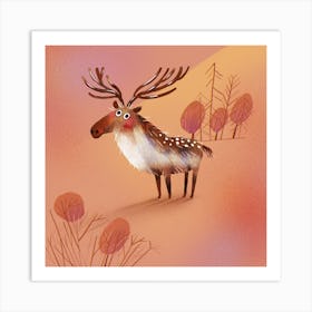 Reindeer in the spring forest Art Print