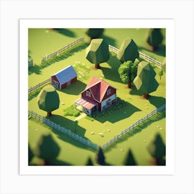 Low Poly Farm 7 Art Print