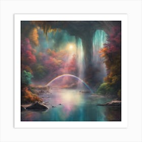 Rainbow Over A Waterfall Art Print