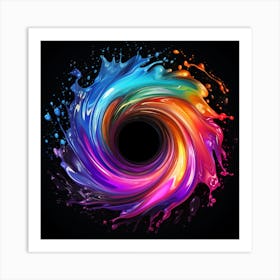 Fluid Rainbow Spiral Into The Abyss Abstract 2 Art Print