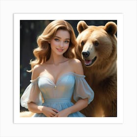 Girl With A Bear 1 Art Print