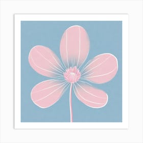 A White And Pink Flower In Minimalist Style Square Composition 586 Art Print