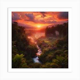 Sunrise In The Jungle Art Print