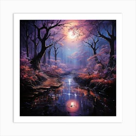 Moonlight In The Forest Art Print