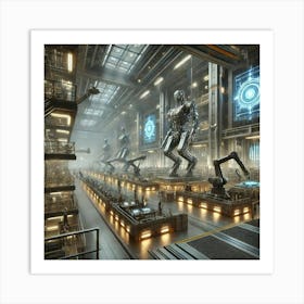 A Futuristic Factory Interior Showcasing Assembly Art Print