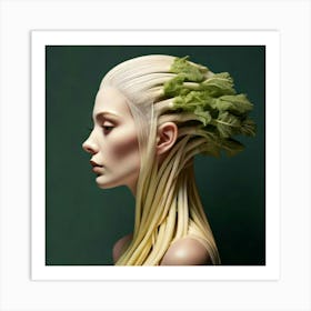 Firefly Surreal Side Profile Of A Rhubarb Woman 58541 (2) Art Print