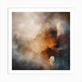 Abstract Minimalist Painting That Represents Duality, Mix Between Watercolor And Oil Paint, In Shade (37) Art Print