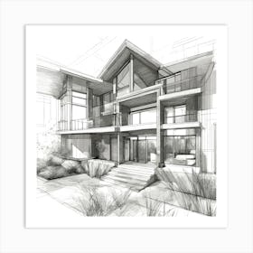 Sketch Of A House Art Print