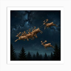 Santa Claus Flying Art Print