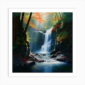 Watercolor Devils Punchbowl Falls Studio Photography Complex Details High Detail Art Print