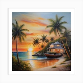 Sunset At The Beach 1 Art Print