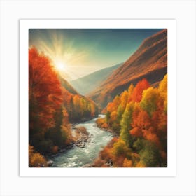 Autumn Trees In The Mountains Art Print