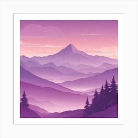 Misty mountains background in purple tone 62 Art Print