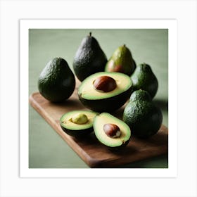 Avocados On A Cutting Board Art Print