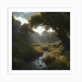 Stream In A Forest Art Print