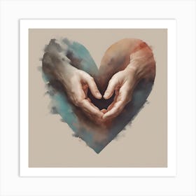 Two Hands Holding A Heart Art Print