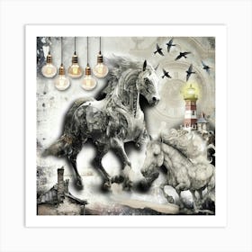 Horse Surreal Illustration Art 07 Art Print