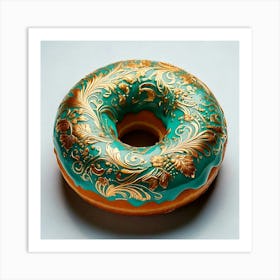 Firefly Ornate Turquoise Donut With Gold Floral Patterns 89606 (2) Art Print