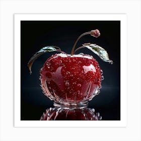 Apple With Water Droplets Art Print