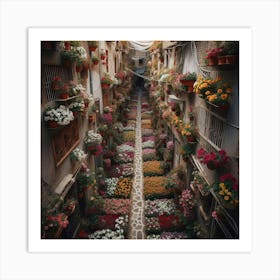 Alley Of Flowers Art Print