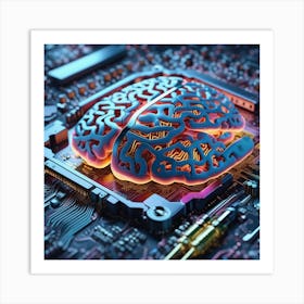 Brain On A Circuit Board 91 Art Print