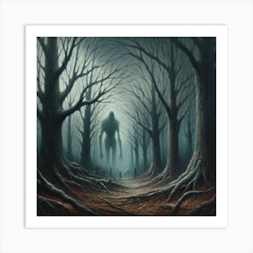 The menacing creature lurked silently in the forest. Art Print
