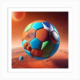 A Colorful Soccer Ball Flying In Space Art Print