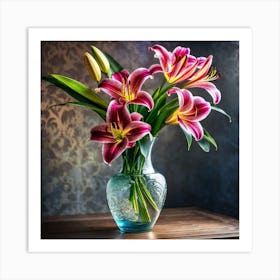 Lilies In A Vase 10 Art Print