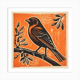 Retro Bird Lithograph Finch 4 Art Print