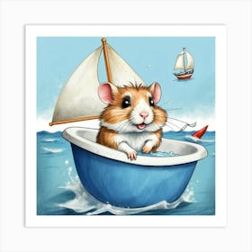 Hamster In A Boat 2 Art Print