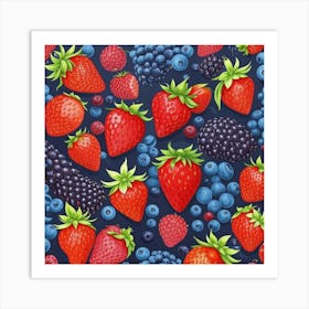 Seamless Pattern With Berries Art Print