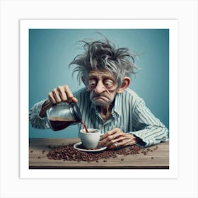 Old Man Drinking Coffee Art Print