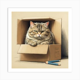 Cat In A Box 13 Art Print