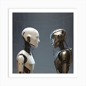 Robots Facing Each Other Art Print