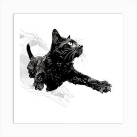 Black Cat Flying Art Print