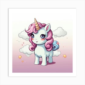 Unicorn With Rainbow Mane 38 Art Print