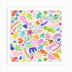 Playful Abstract Colourful Summer Square Art Print