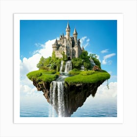 Firefly Whimsical Castle On Floating Islands With Waterfalls 58629 (2) Art Print