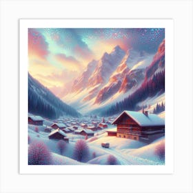 Snow avalanche in the mountains 1 Art Print
