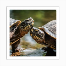 Two Turtles Kissing Art Print