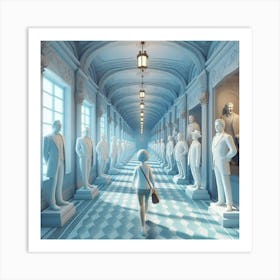 Hallway With Statues Art Print