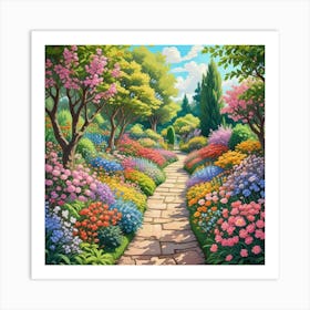 Into The Garden Ai Art Wall Art Design Illustration (11) Art Print