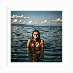 Young Woman In The Sea Art Print