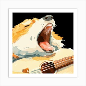 Corgi Playing Guitar Art Print