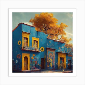 Blue House In Mexico City Art Print