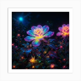 Glow In The Dark Roses 2 Art Print