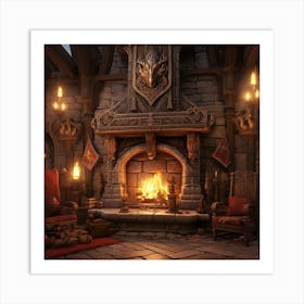 Fireplace In A Castle Art Print