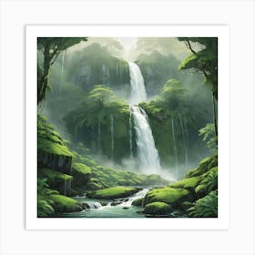 Waterfall In The Forest 2 Art Print